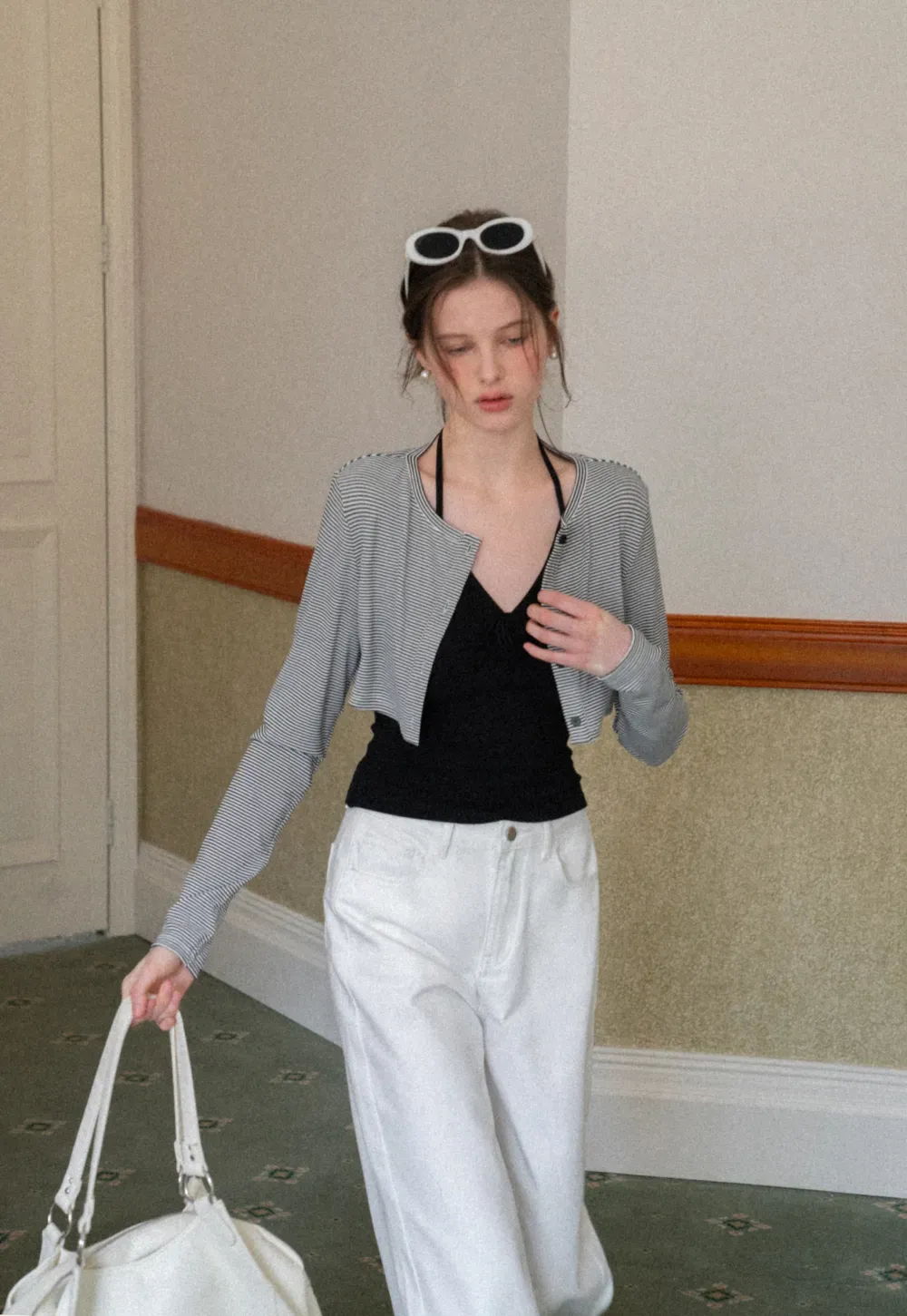 Wide leg high waist denim pants