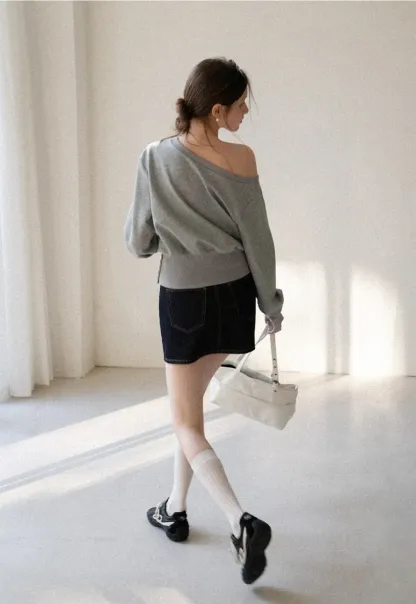 asymmetric sleeve casual sweater top
