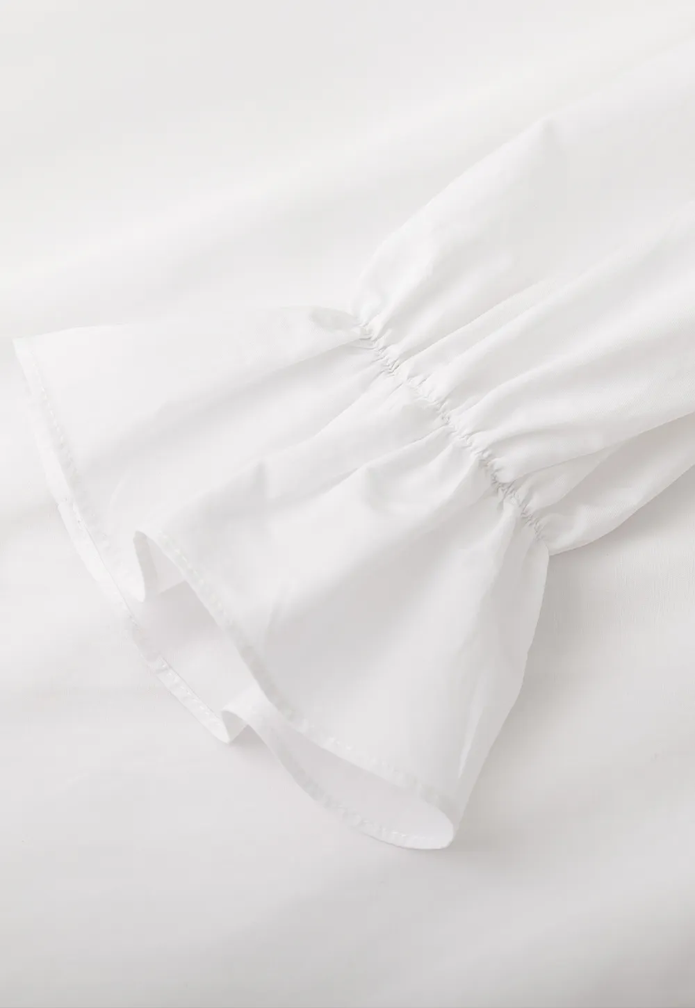 Elegant Ruffled Collar Blouse with Flared Cuffs