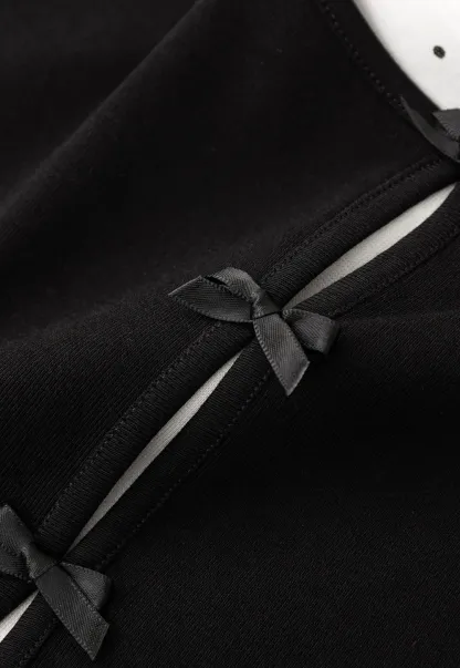 Short Sleeve Dress with Polka Dot Collar and Front Knot Detail