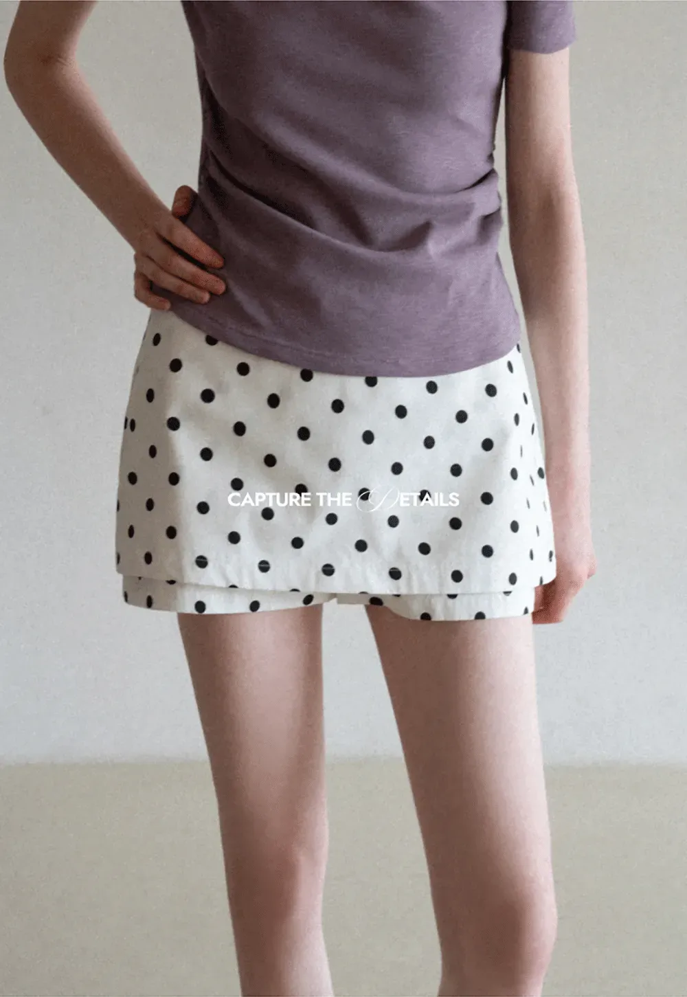Polka dot mini skirt with layered hem