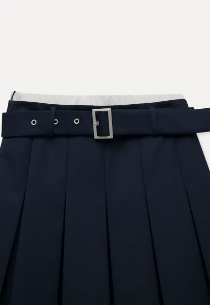 Women's Belted Pleated Mini Skirt