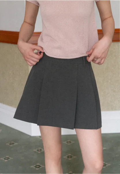 Pleated A-line Mini Skirt