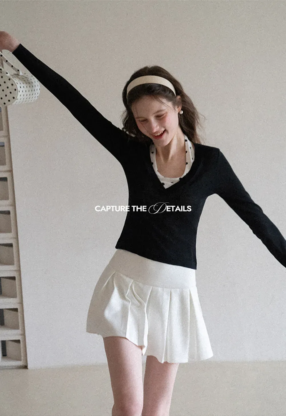 Woolen Knit Sweater and Polka Dot Tank Top