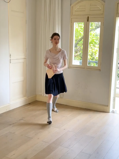 Asymmetrical Draped Neckline Short Sleeve Top