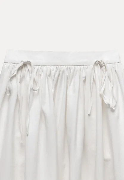 High Waist A Line White Skirt