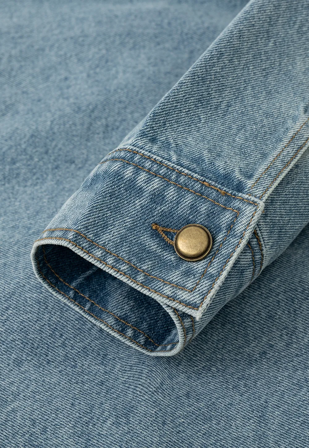 Denim short jacket with button front and chest pockets