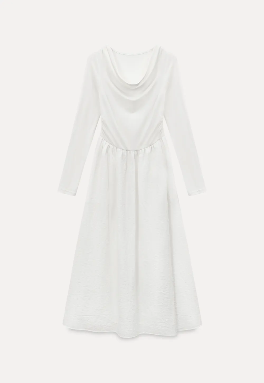 Elegant asymmetrical long sleeve dress with unique belt design