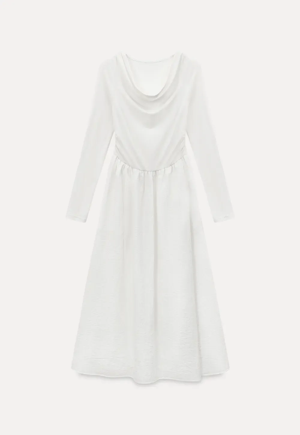 Elegant asymmetrical long sleeve dress with unique belt design