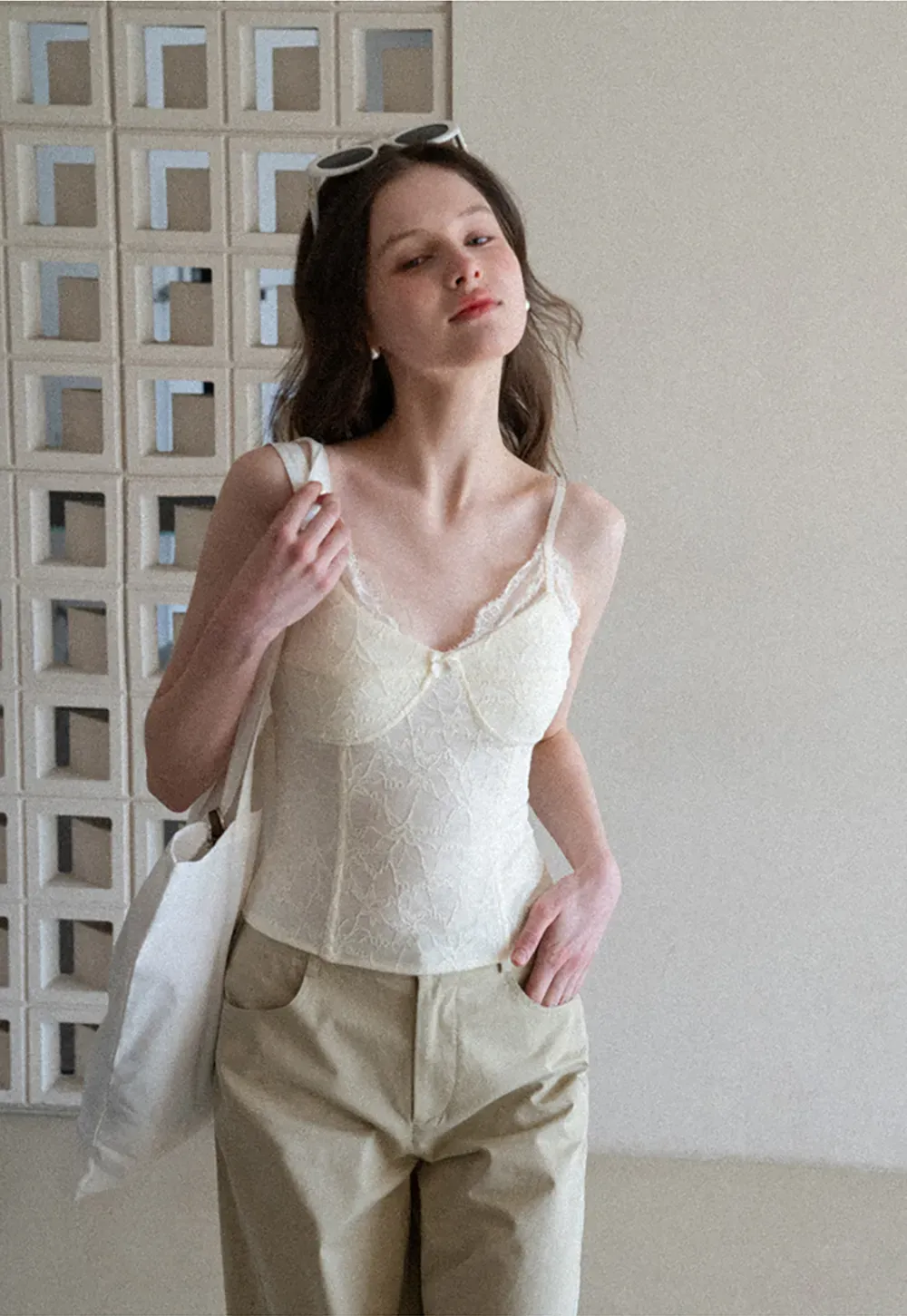 Lace Trimmed Corset Style Tank Top