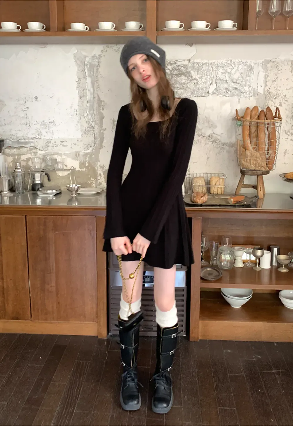 Elegant Cable Knit Flare Dress