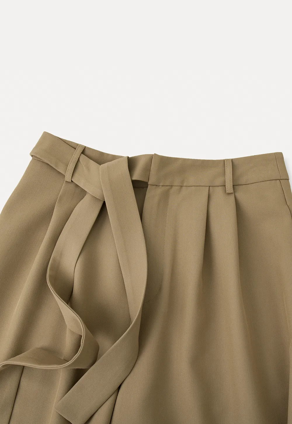 Wide leg casual pants with waist tie