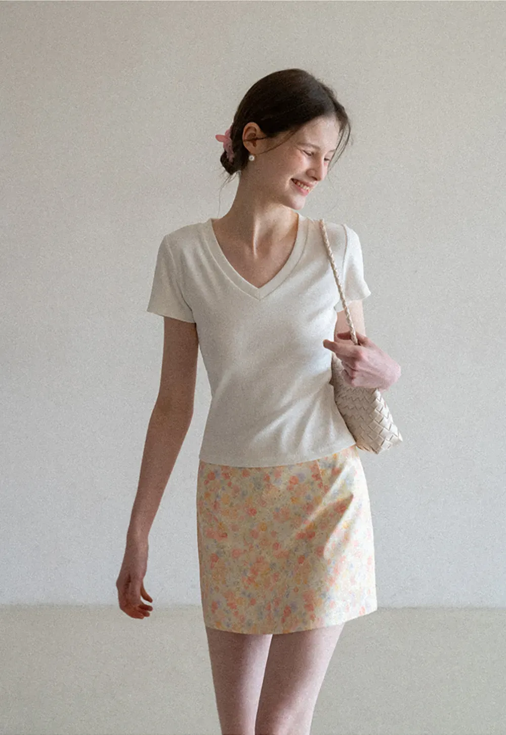 Floral Print Mini Skirt with Fitted Waist