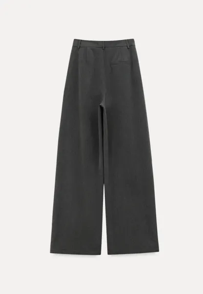 Wide Leg Casual Pants with Front Pleats