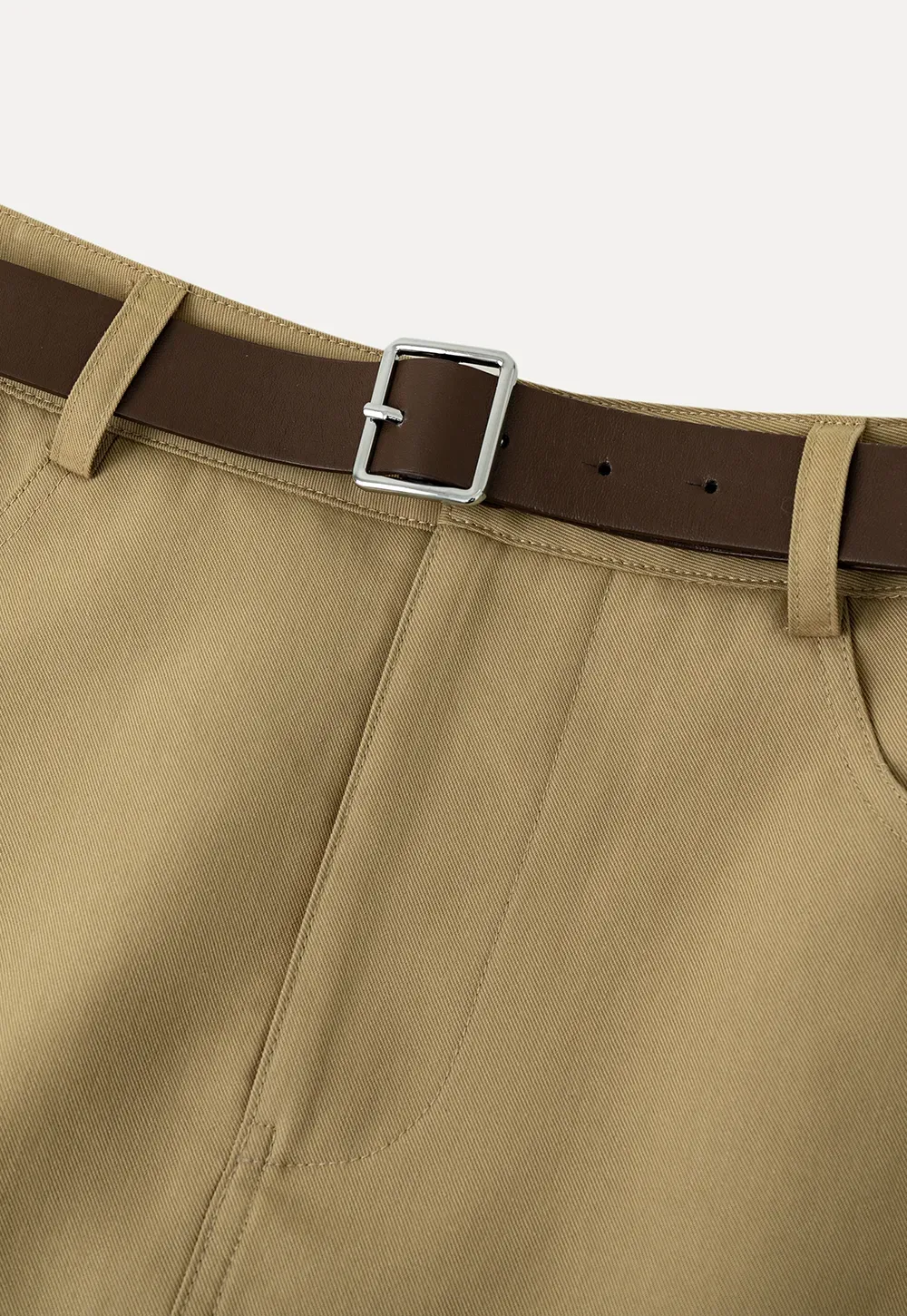 A-line mini skirt with front pockets and belt loops