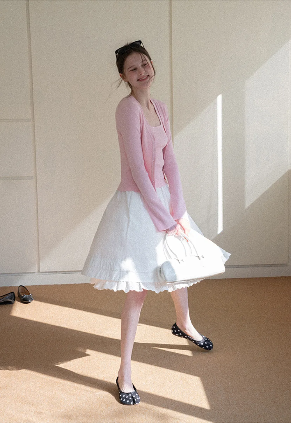 Elegant Flared Skirt with Lace Trim