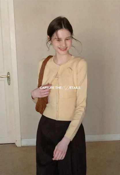 Elegant Knit Cardigan with Button Detail and Tank Top Set