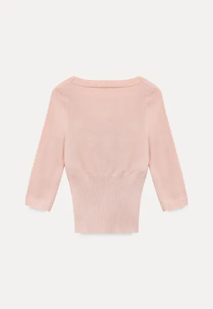 Woolen knit sweater with ribbed hem and cuffs