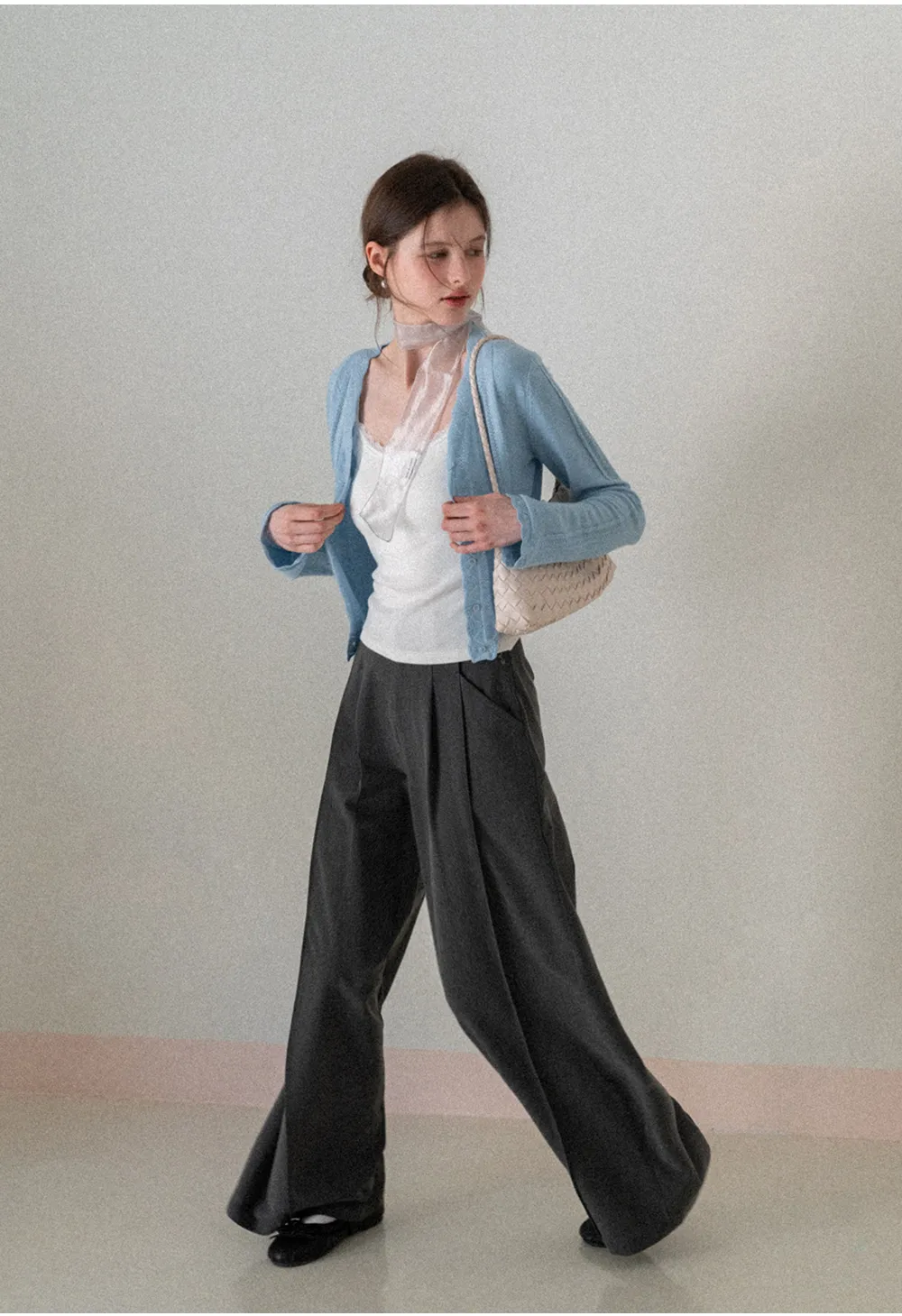 Wide Leg Casual Pants with Front Pleats