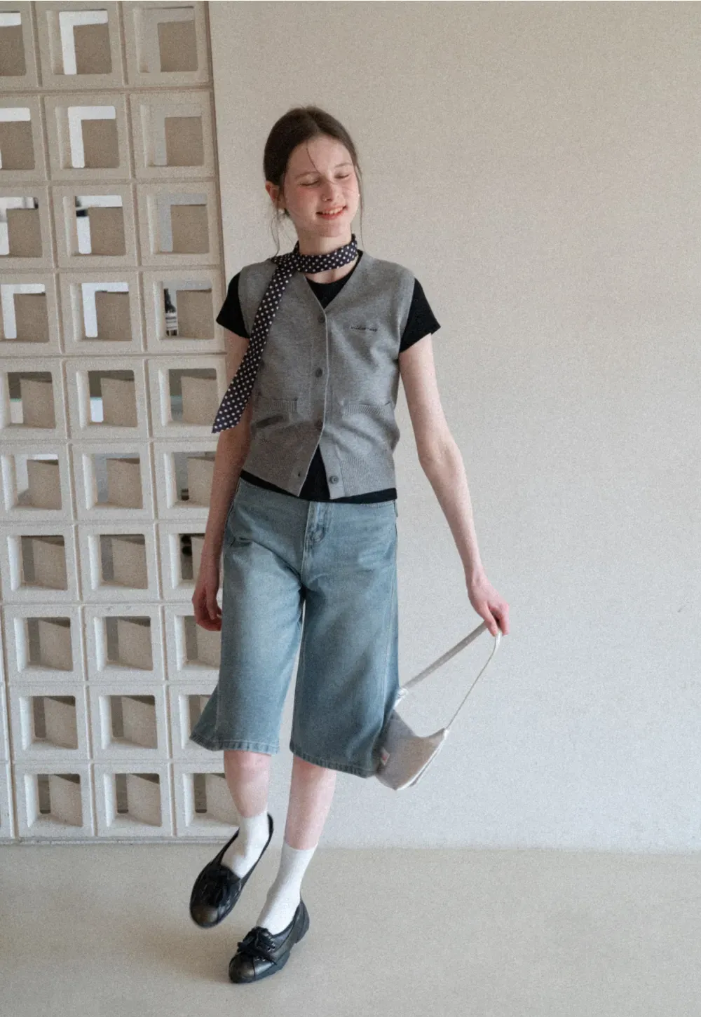 Wide Leg Denim Shorts with Belt and Back Pockets