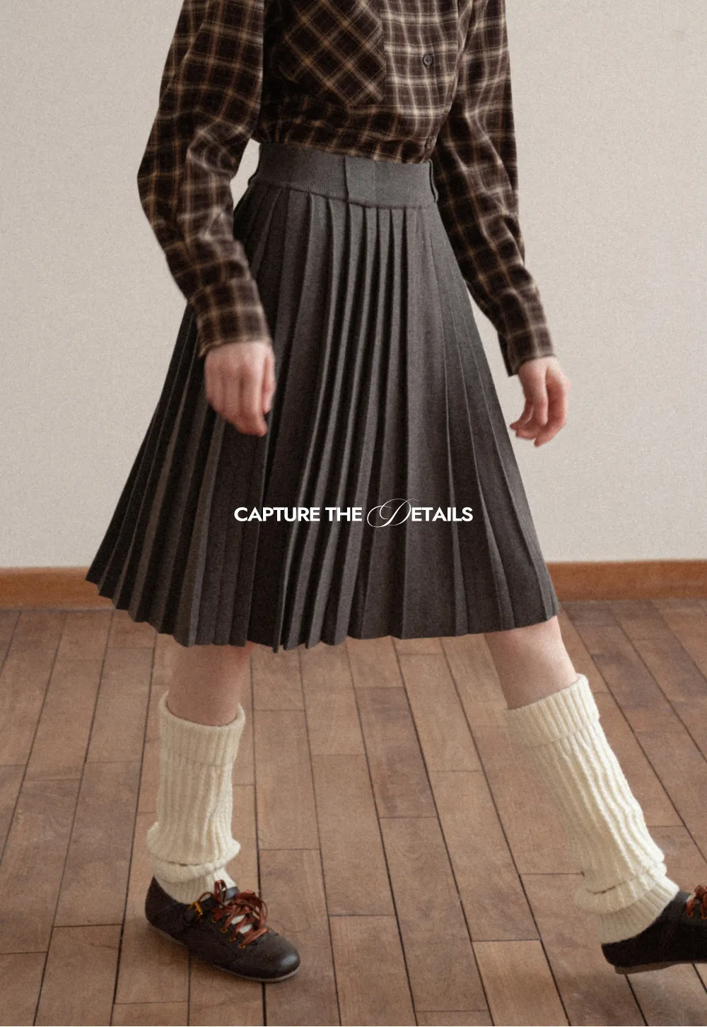 Classic Pleated Skirt in Dark Gray