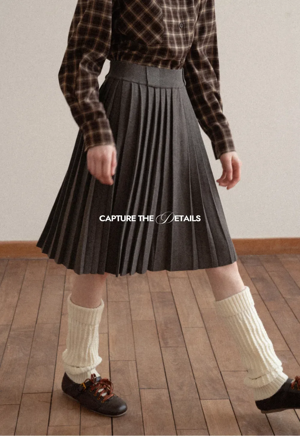 Classic Pleated Skirt in Dark Gray