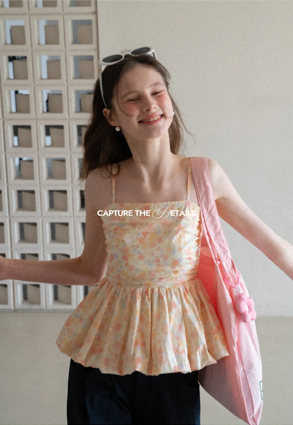 Floral Print Peplum Tank Top and Woolen Knit Sweater