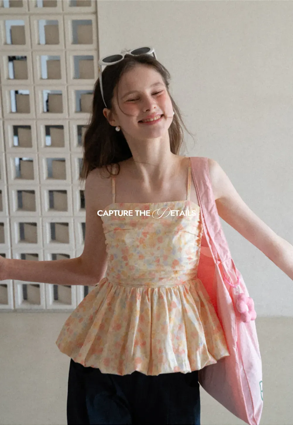 Floral Print Peplum Tank Top and Woolen Knit Sweater