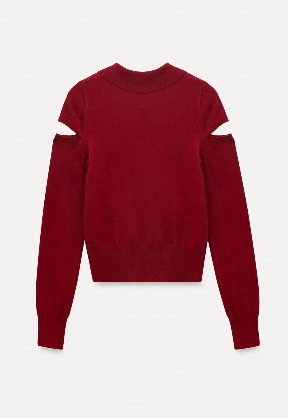 Elegant Knit Sweater with Bow Detail and Cutout Sleeves