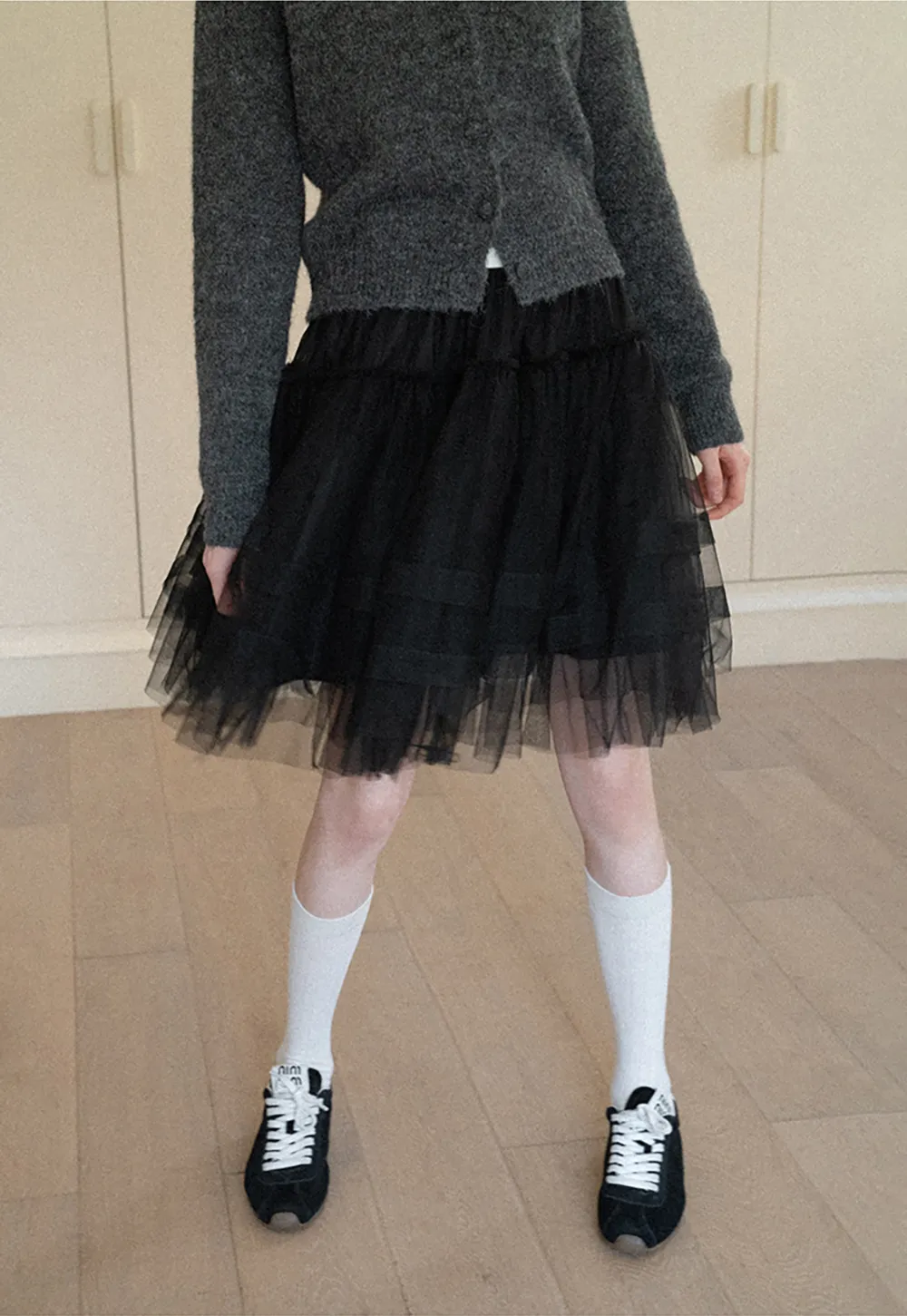 fluffy layered tulle skirt with elastic waistband