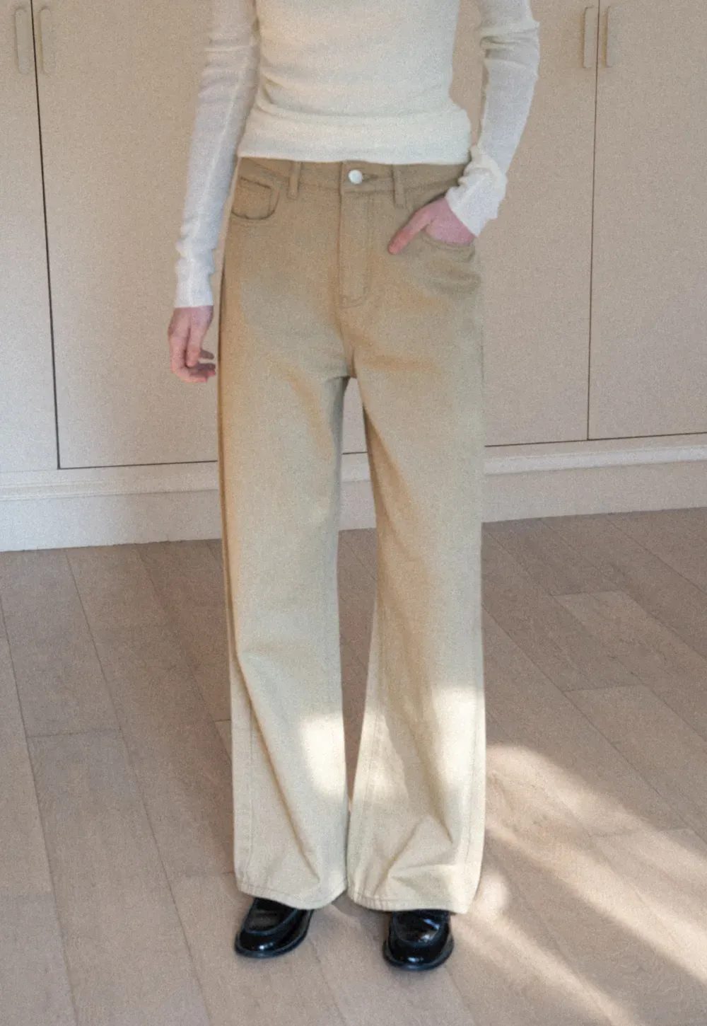 Wide leg high waist denim pants