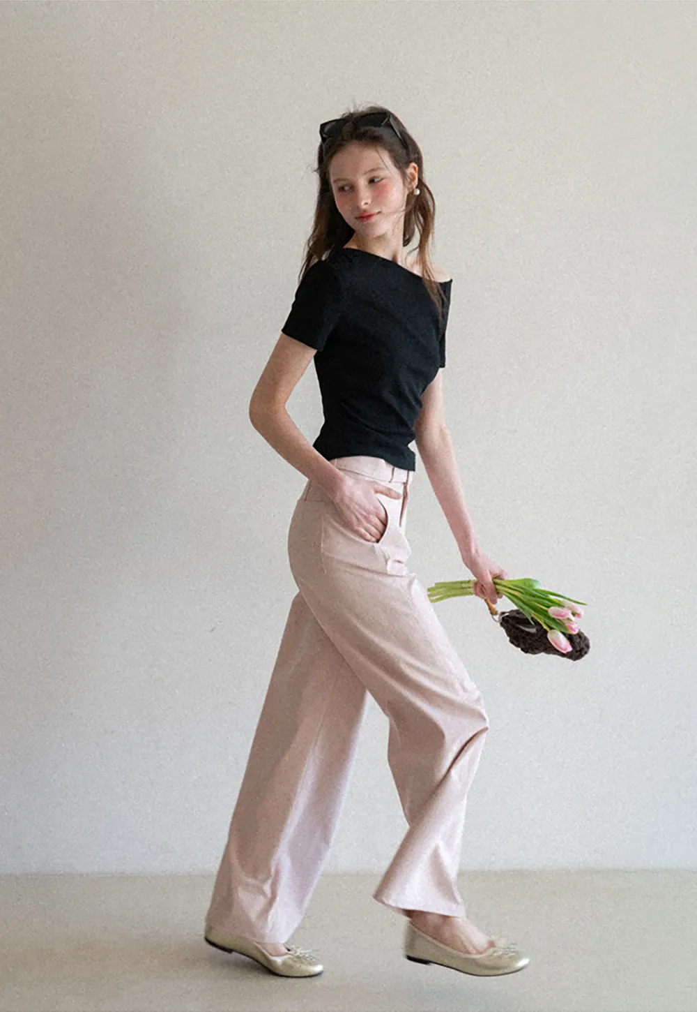 Wide Leg Casual Pants with Belted Waist