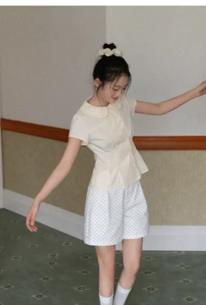 Polka Dot Shorts with Pleated Design