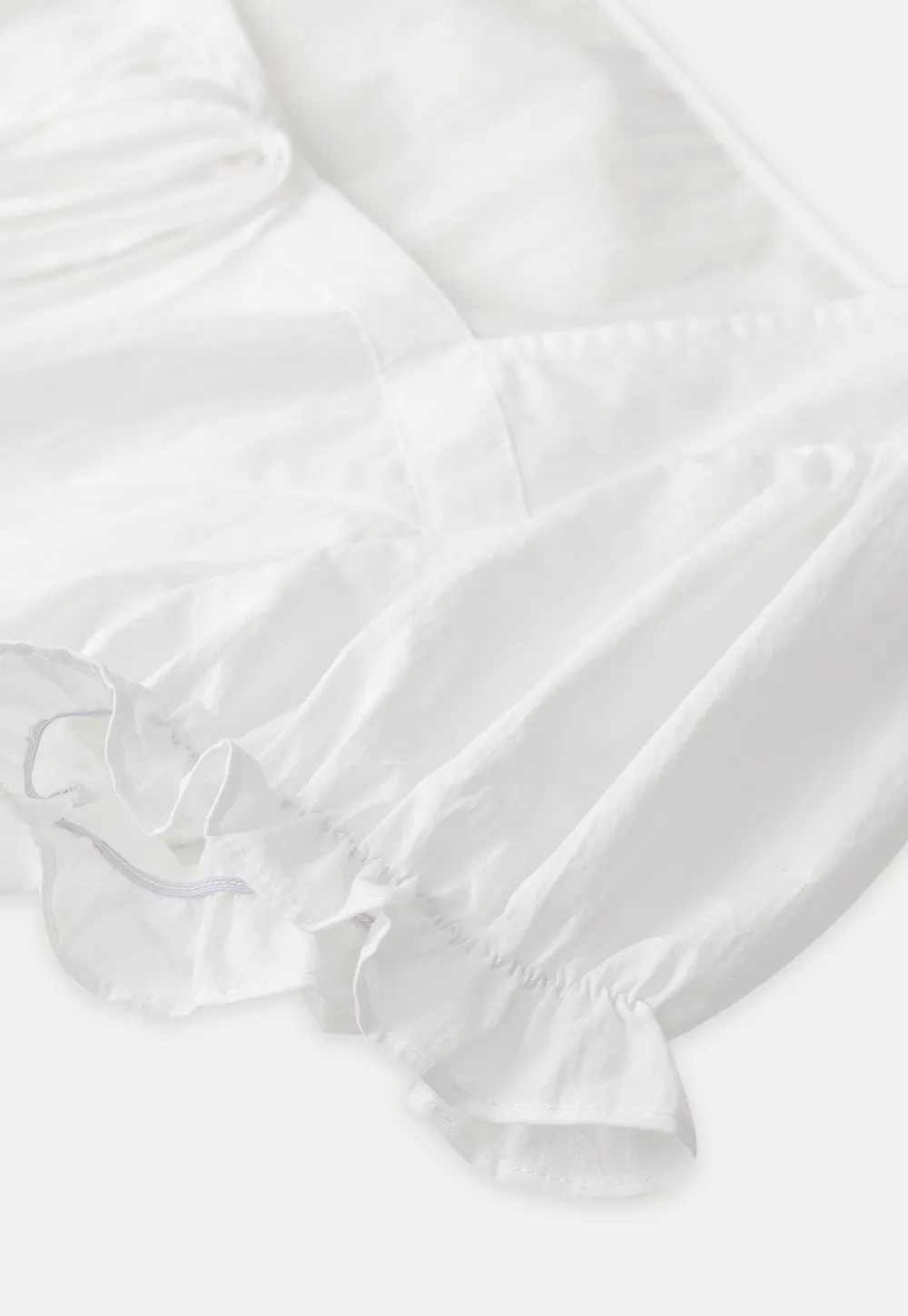 Square neck puff sleeve blouse with ruffle hem