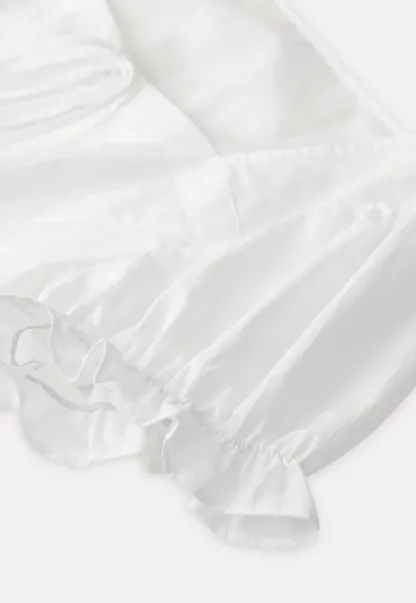 Square neck puff sleeve blouse with ruffle hem