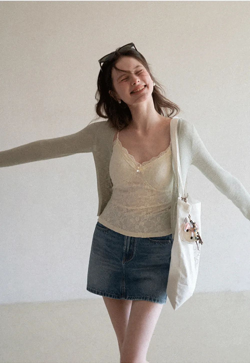 Lace Trimmed Camisole with Thin Straps