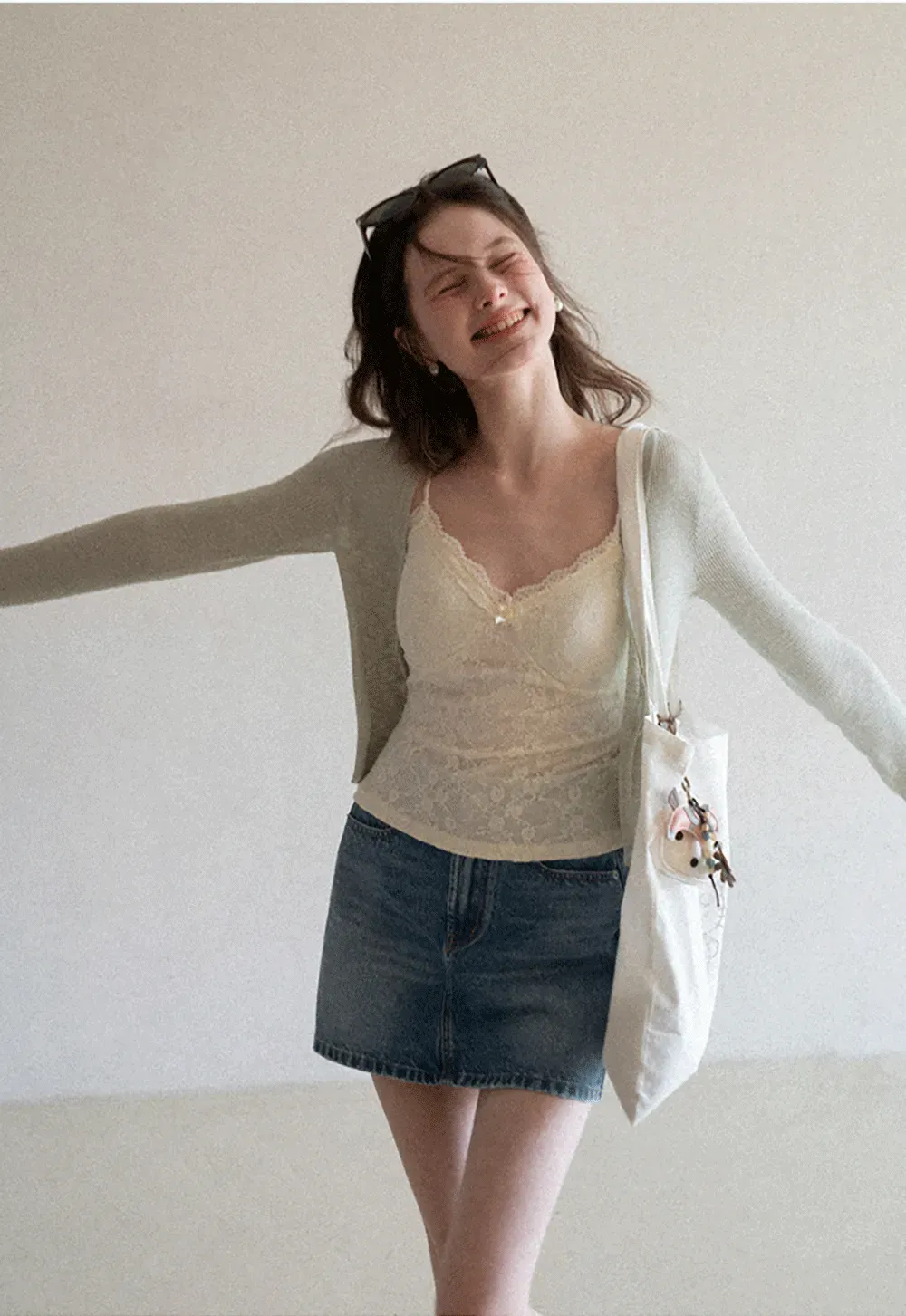 Lace Trimmed Camisole with Thin Straps