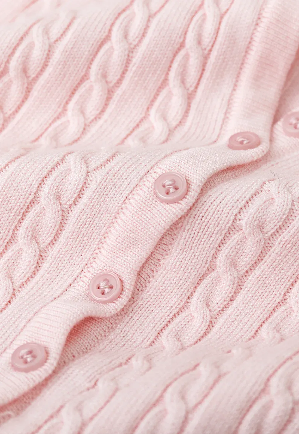 Cable Knit Short Sleeve V Neck Sweater