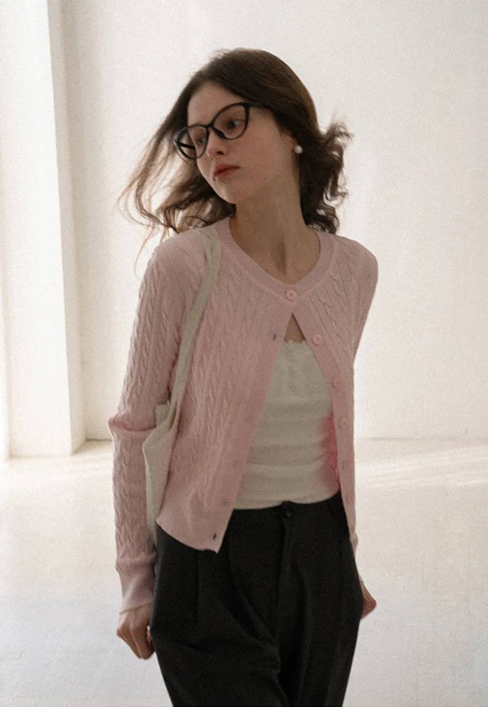 Wide leg pleated casual pants with front pockets