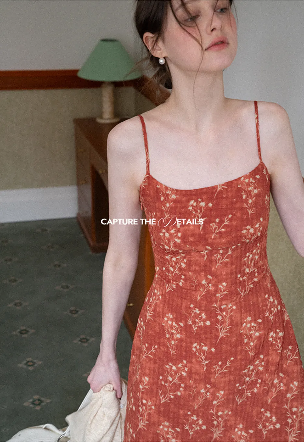 Floral Print Slip Dress with Thin Straps