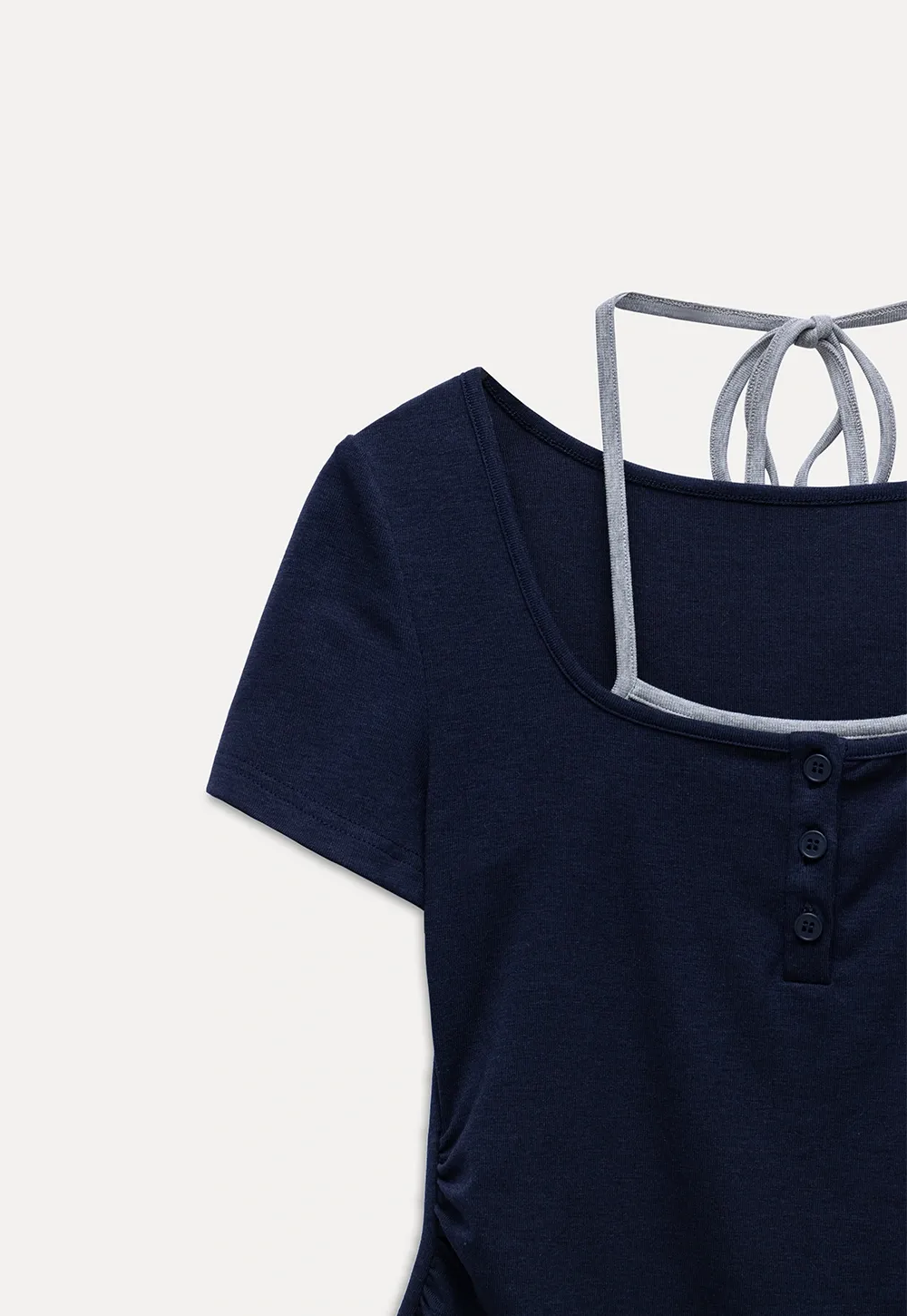 Women's Square-Neck Strappy Henley Tee