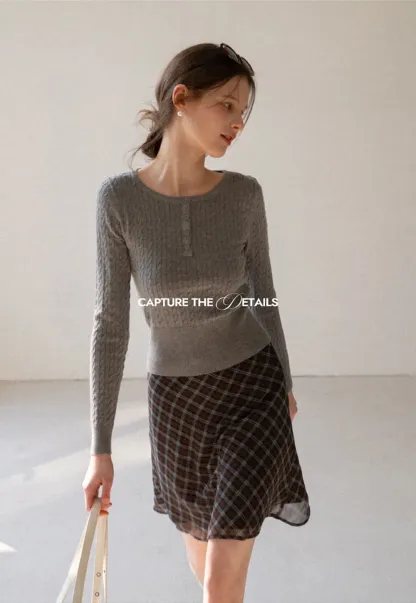 Plaid Skirt with Flowy Hem Design