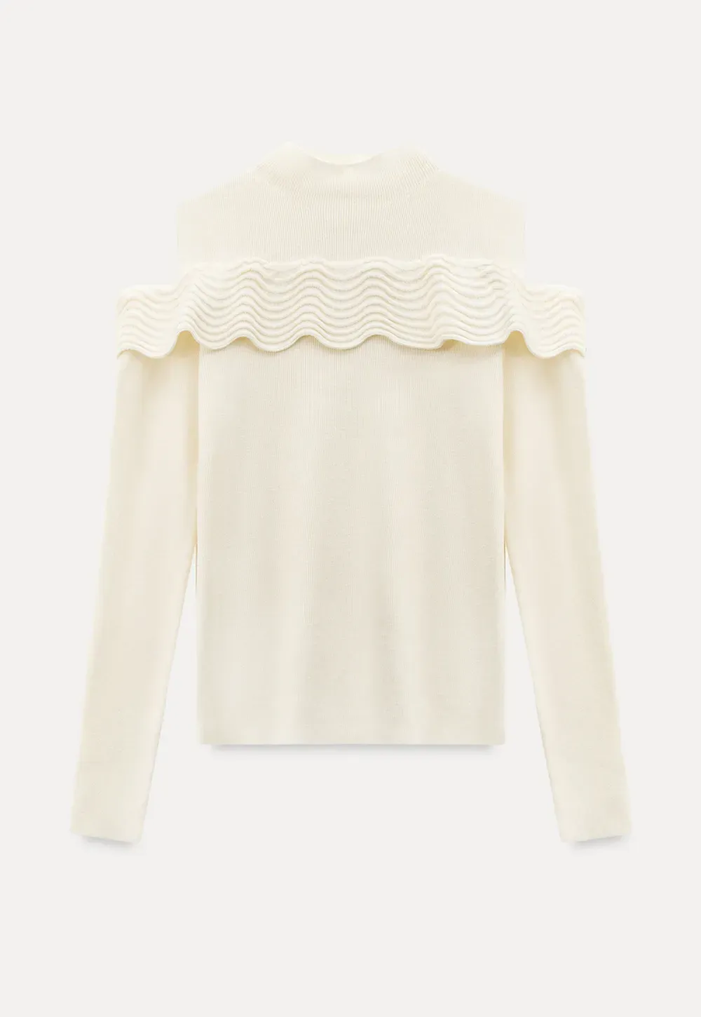 Elegant Off Shoulder Knit Sweater with Wave Detail