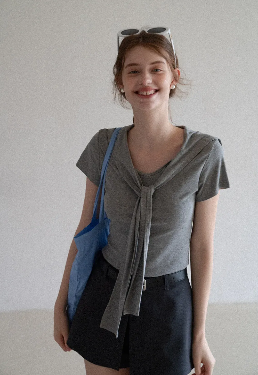 Mock Tie Cape Short Sleeve T-Shirt
