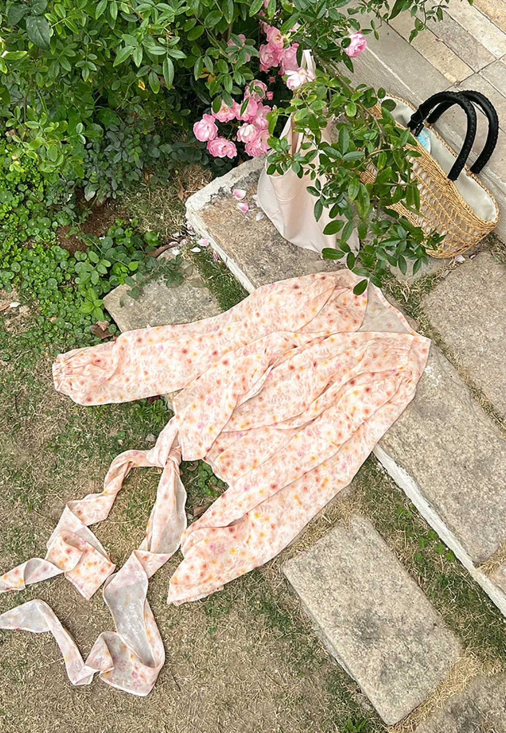 Lace Chiffon Wrap Blouse with Long Sleeves