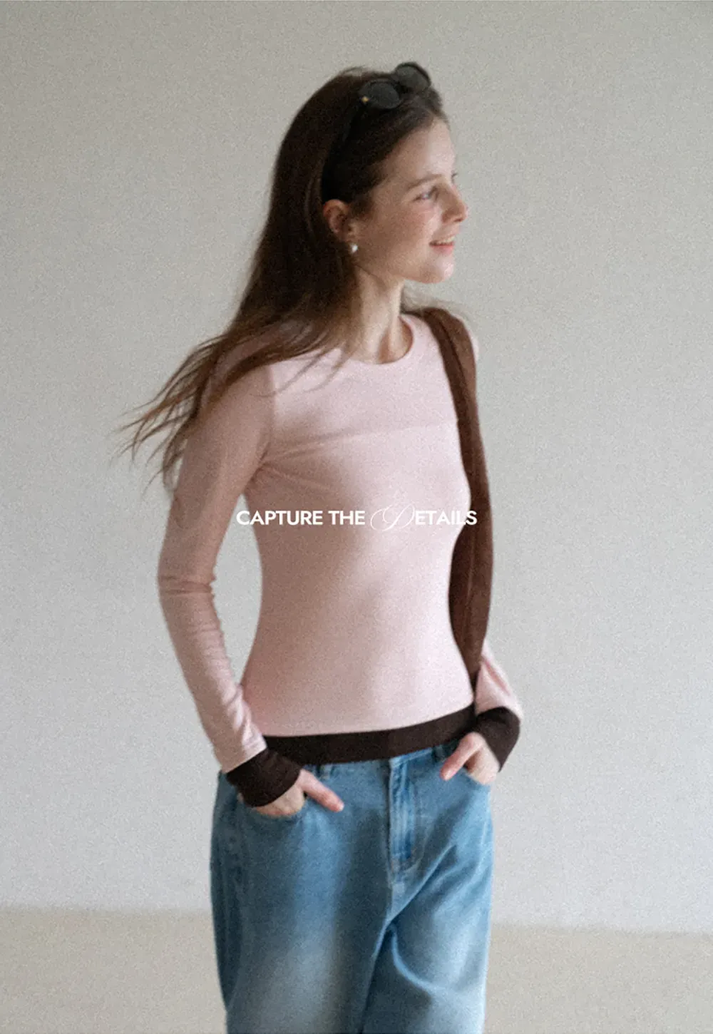 Long sleeve round neck layered t shirt design top