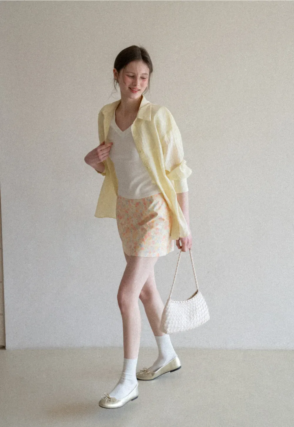 Lightweight Button Up Shirt with V Neck and Long Sleeves