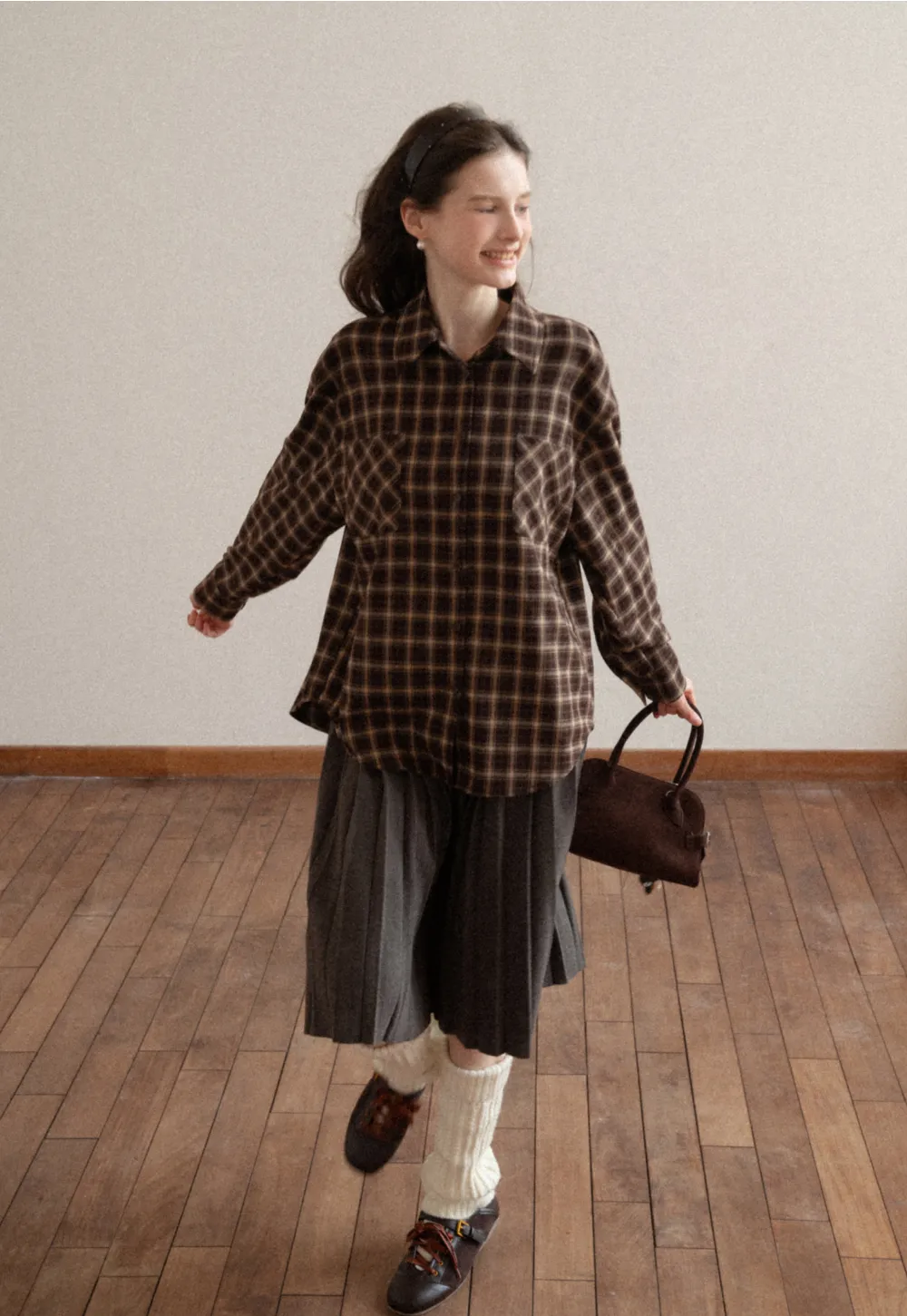 Classic Pleated Skirt in Dark Gray