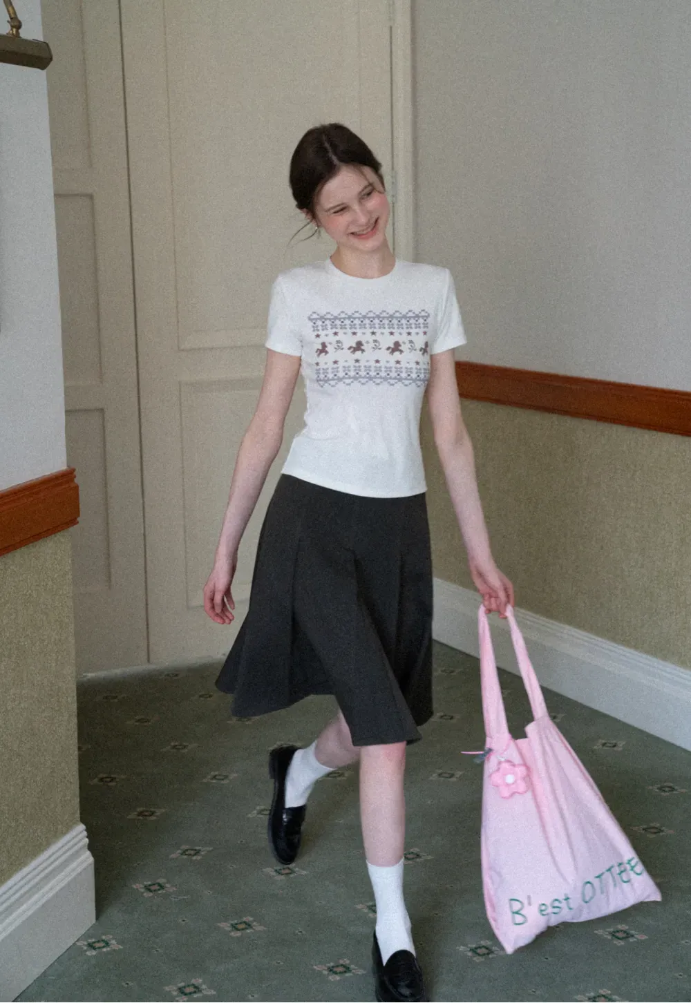 Pleated A-line Skirt with Waistband