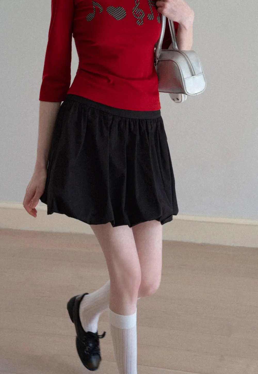 Pleated A-line Skirt with Elastic Waistband